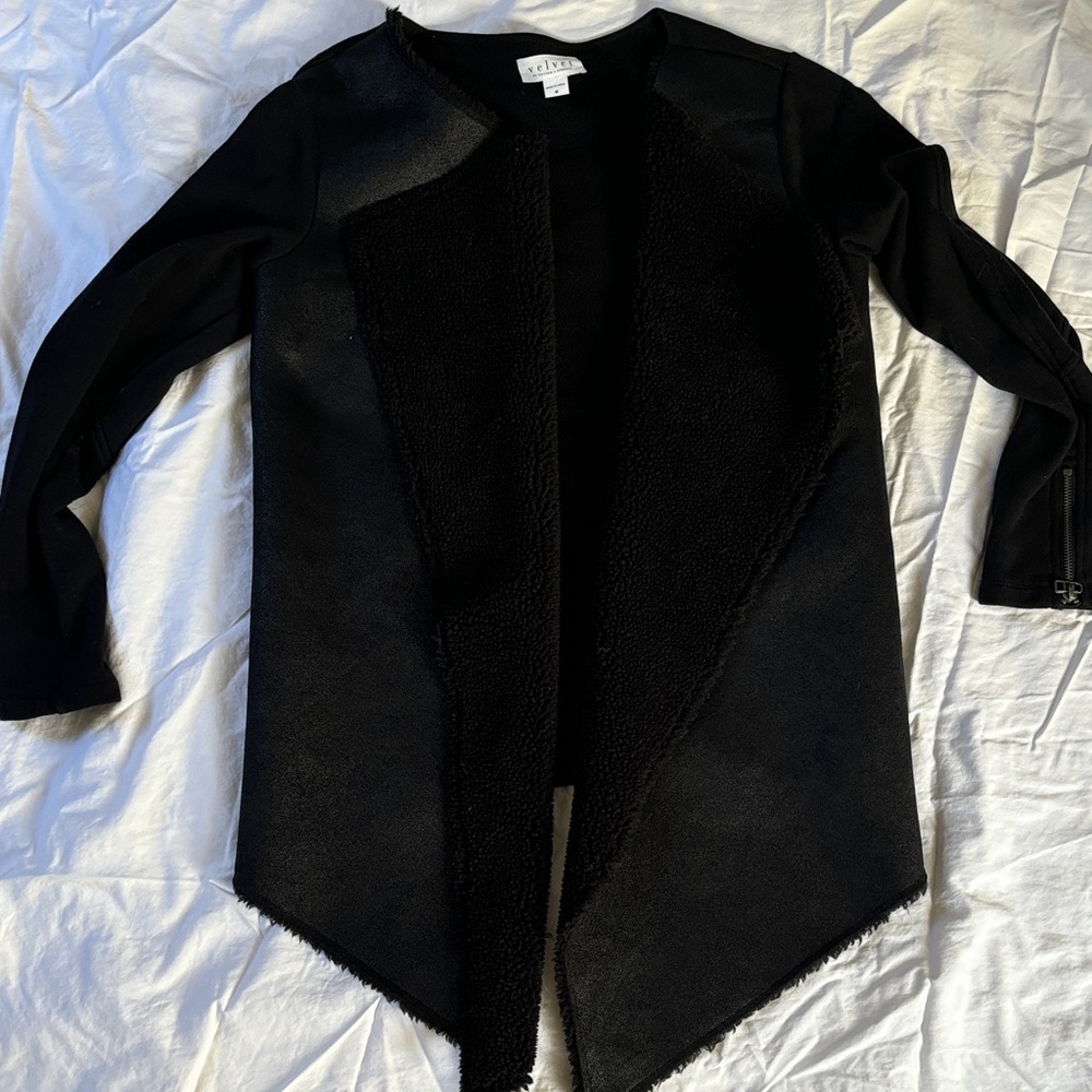 Beautiful Black Faux Fur and Shearling Jacket